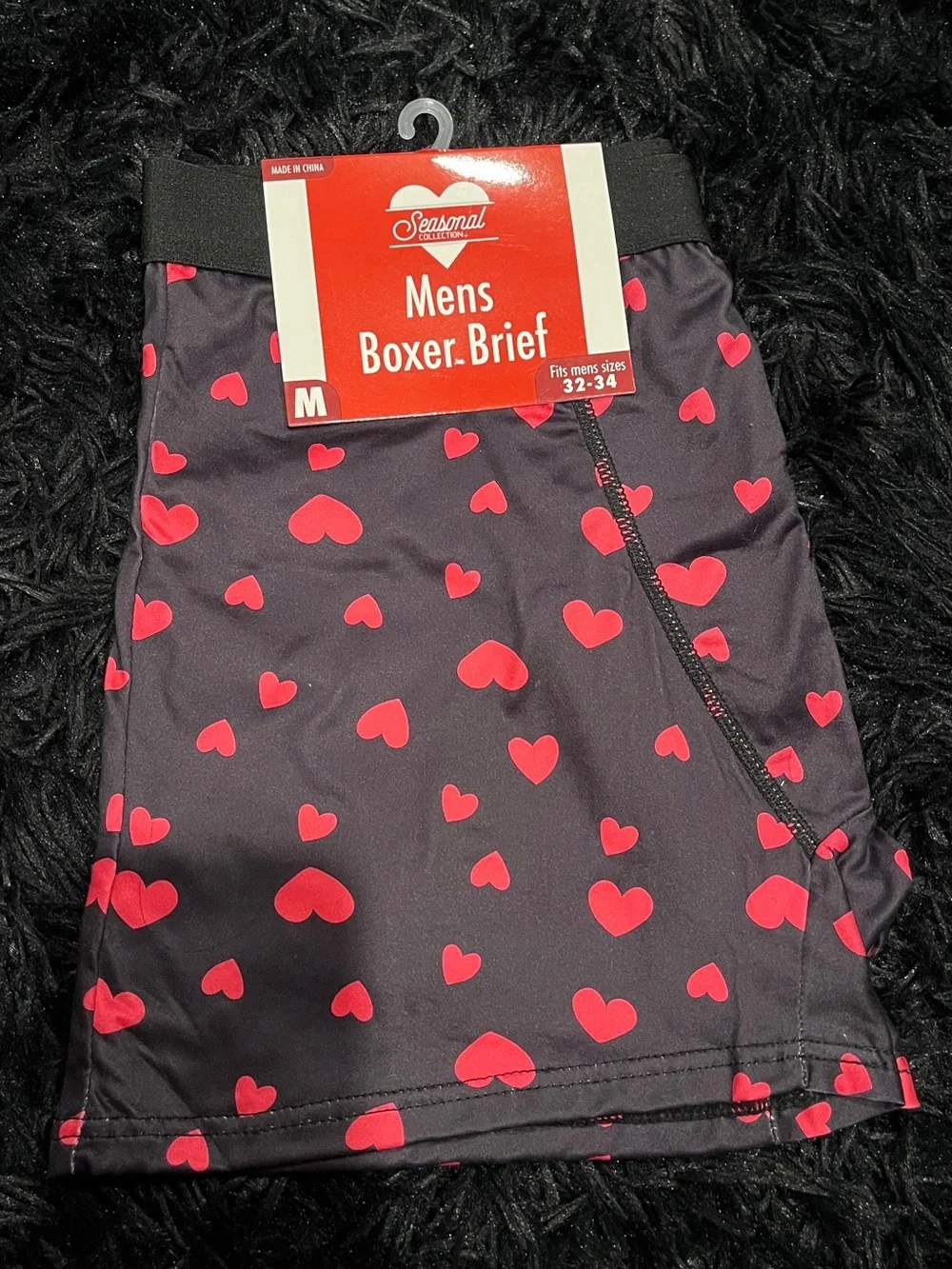 Mens Boxer Briefs with Red Heart Print Size M